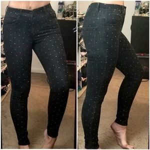 Express 2/4 black rhinestone skinny stretch jeans